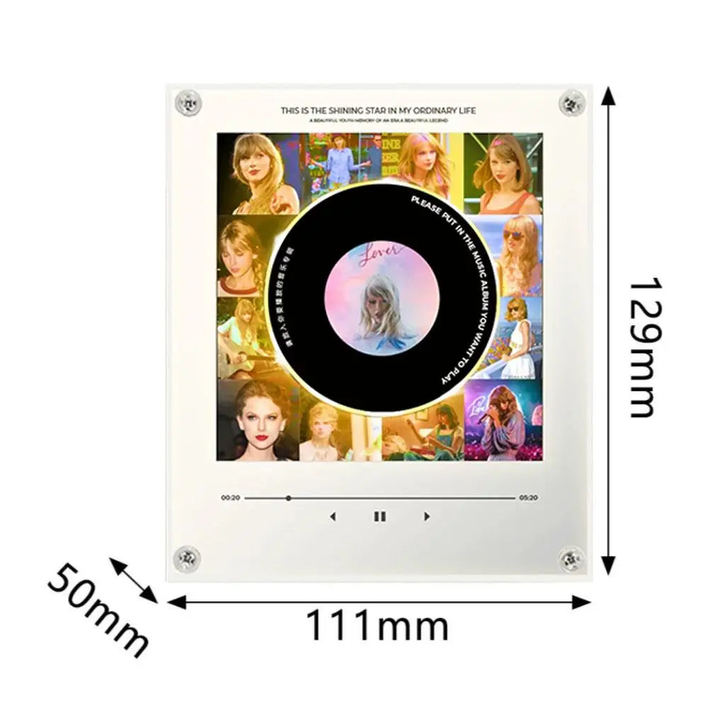 Automatic Singing Magnetic Fridge Magnet Rotating Disc Night Light NFC Induction Acrylic Refrigerator Magnetic Rotary Disc Decor