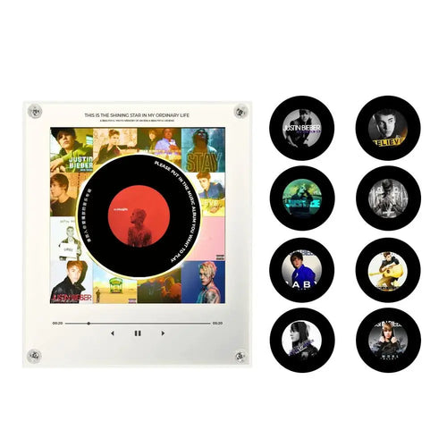 Automatic Singing Magnetic Fridge Magnet Rotating Disc Night Light NFC Induction Acrylic Refrigerator Magnetic Rotary Disc Decor