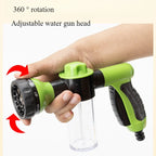 8 Types Nozzle Splash Patterns Foam Sprayer Water Gun with Soap Dispenser Clean Tools Usd for Car Wash & Pet Dog & Cat Bathing